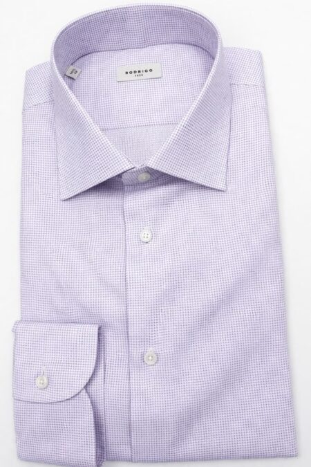 Camicia bianca crocetta lilla piegata