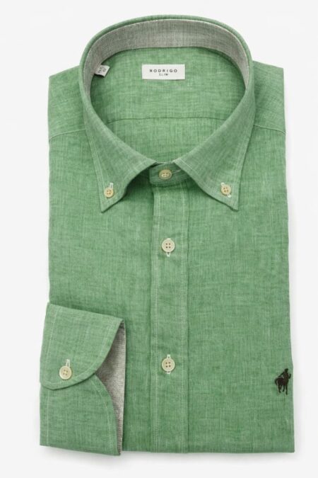Camicia lino-cotone verde piegata