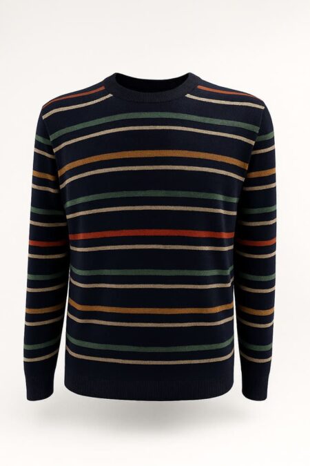 Impulso girocollo rigato base blu