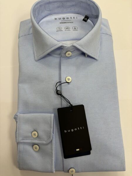 camicia bugatti dynamic series micrquadro azzurro