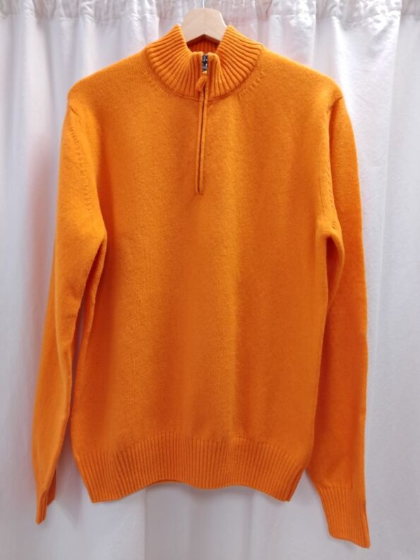 Lorenzoni lupetto zip arancio lana-cashmere