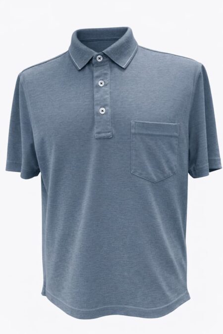 MONTECHIARO POLO NO STIRO BLU MELANGE