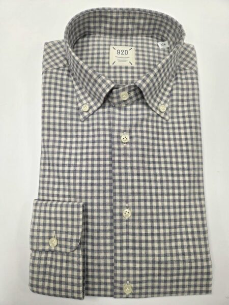 CAMICIA 920 COTONE PESANTE QUADRETTINO GRIGIO-BLU