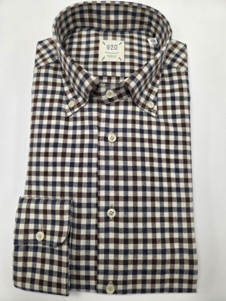 CAMICIA 920 FLANELLA QUADRETTO MARRONE, BLU E BIANCO