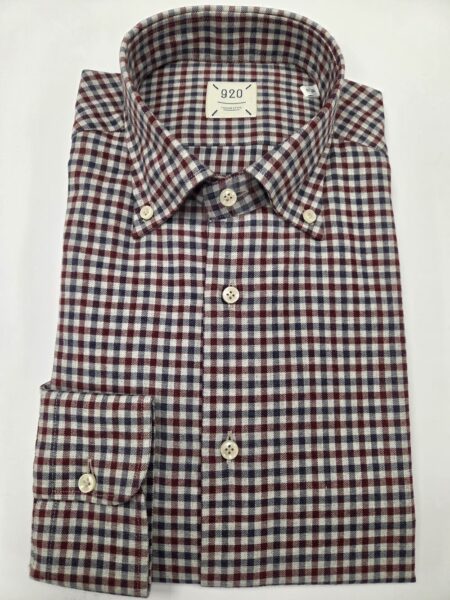 CAMICIA 920 FLANELLA QUADRETTO ROSSO, BLU E GRIGIO