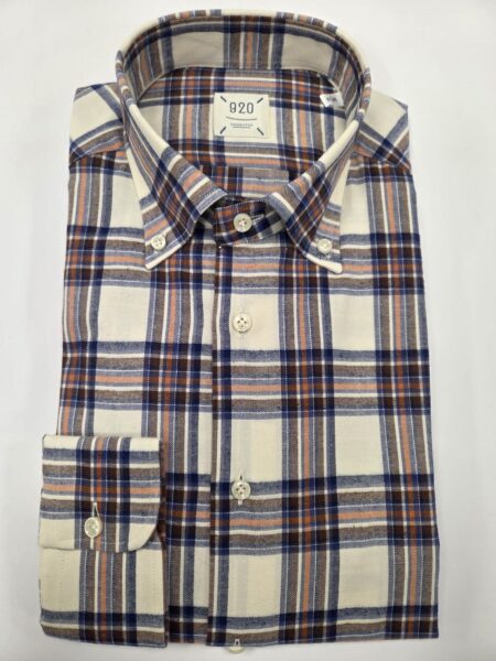 920 FLANELLA QUADRO GRANDE MARRONE E PANNA