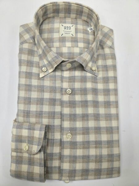 CAMICIA 920 QUADRO PANNA-GRIGIO E BEIGE
