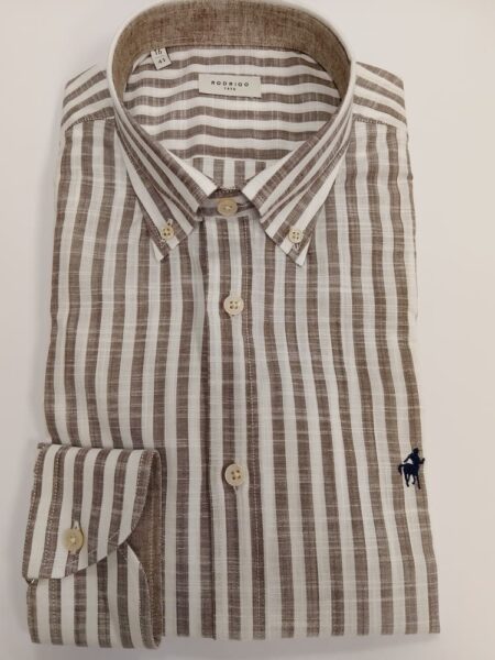 CAMICIA RODRIGO RIGATA PANNA-MARRONE