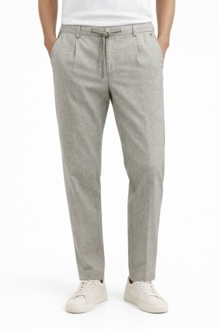 Pantalone con coulisse grigio-beige