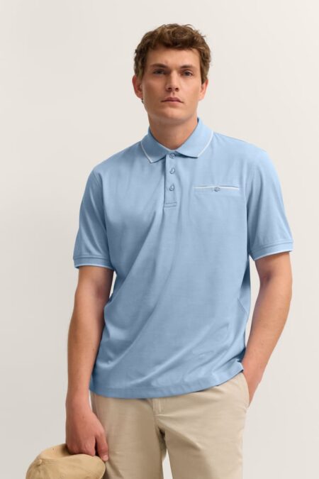 BUGATTI POLO NO STIRO AZZURRA