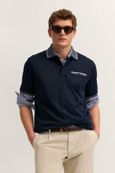 BUGATTI POLO NO STIRO BLU