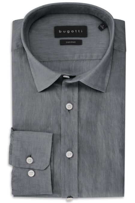 camicia bugatti in puro lino grigio