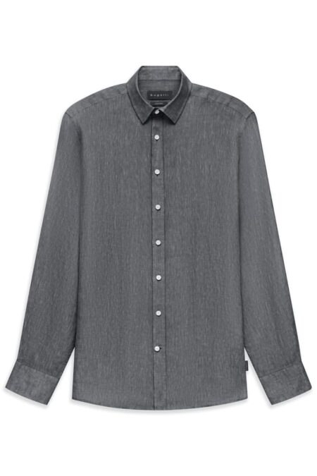 camicia bugatti in puro lino grigio davanti
