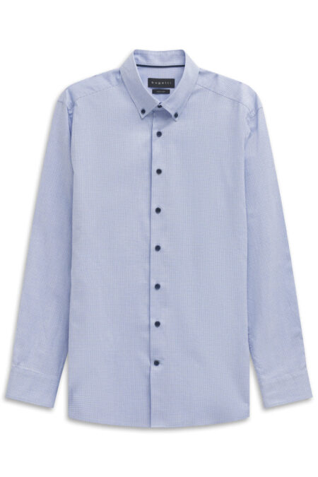 CAMICIA BUGATTI MICRO QUADRETTO BASE AZZURRA