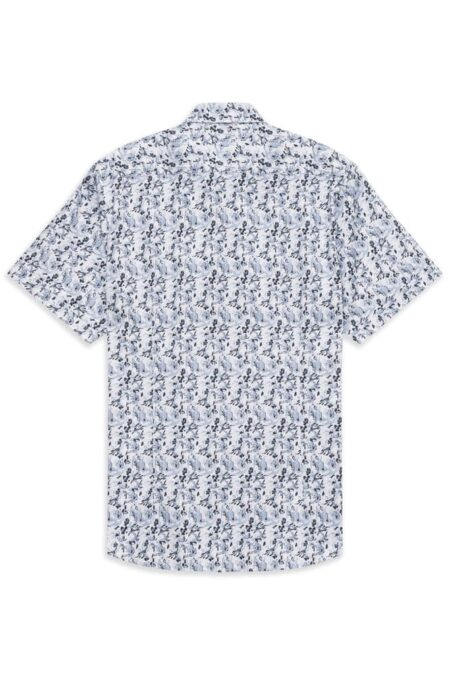 camicia bugatti bianca con manica corta macchia azzurra