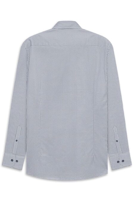 camicia bugatti geometrico azzurro-marrone